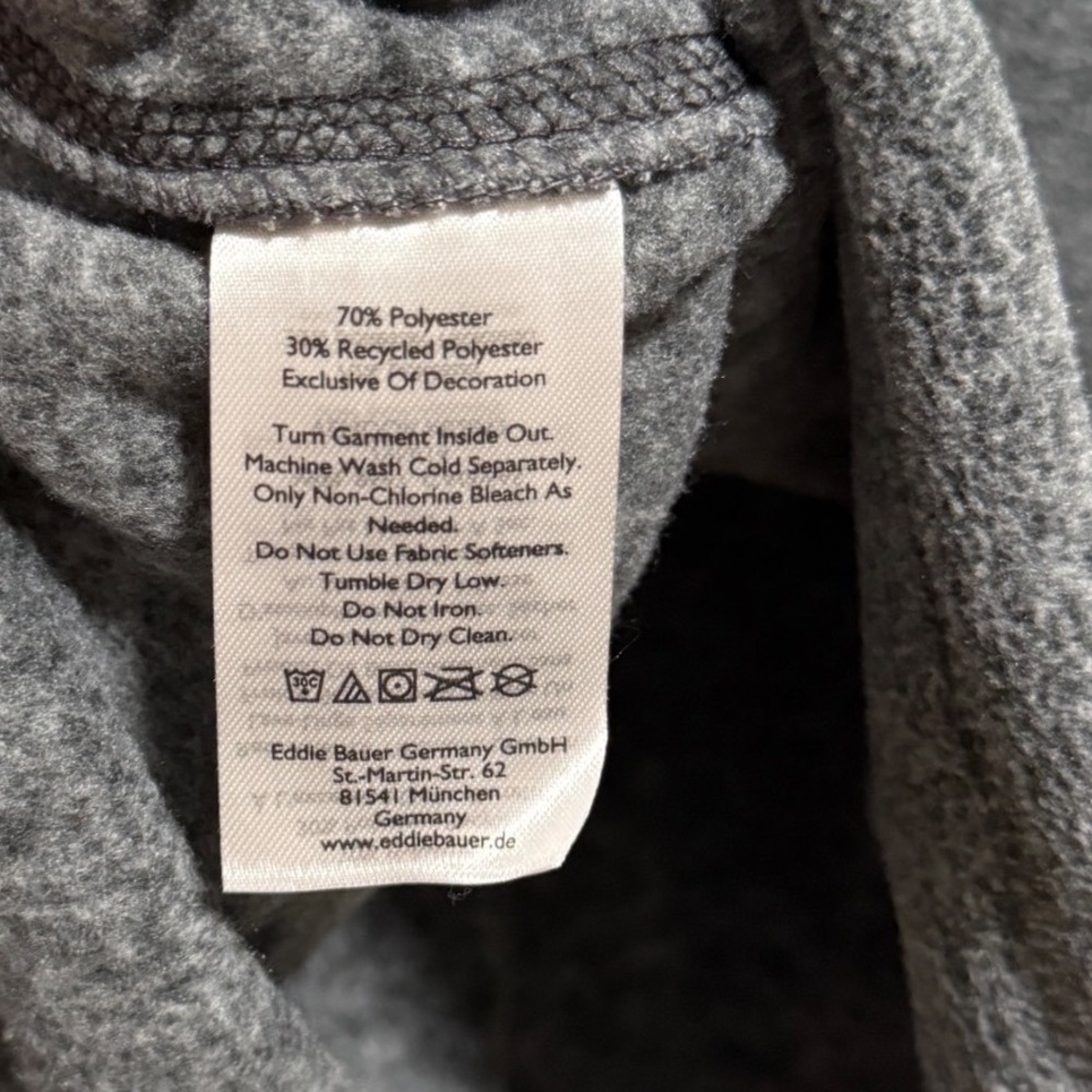 Eddie Bauer Mens Quest 1/4 Zip Fleece Pullover Charcoal Heather Gray S - Picture 4 of 6
